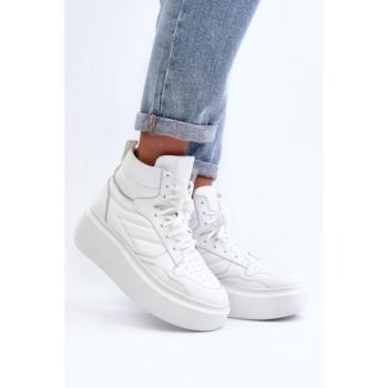 Női sportcipők - Női fehér bőr platformcipők kép