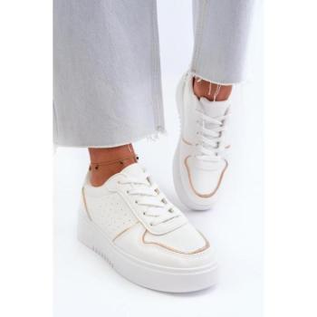 Női sportcipők - Női fehér tornacipők szalagokkal kép