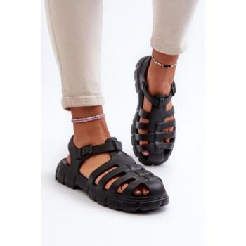 Női szandálok - Fekete habszivacs szandálok nőknek kép