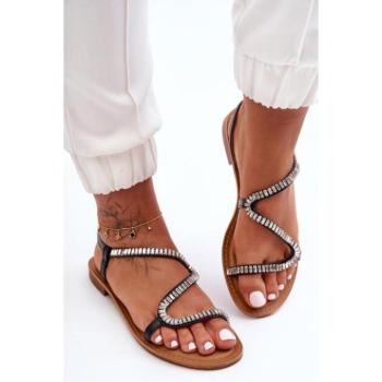 Női szandálok - Női díszes fekete szandál kép