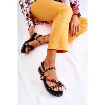 Női szandálok - Női fekete szandál, szegecsekkel kép