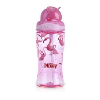 NUBY Nem folyó pohár összecsukható szívószállal 360 ml rózsaszín kép
