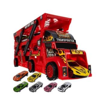 Pályák és garázsok - Teherautó 6 autóval kép