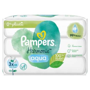 Pampers Harmonie Aqua nedves Törlőkendő 3x48db kép