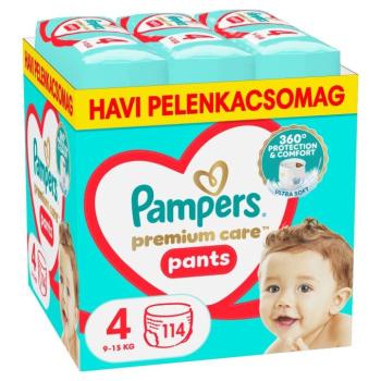 Pampers Premium Care Pants havi Pelenkacsomag 9-15kg Maxi 4 (114db) kép