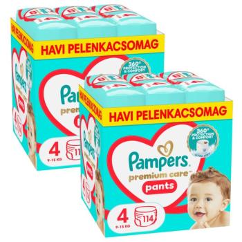 Pampers Premium Care Pants havi Pelenkacsomag 9-15kg Maxi 4 (228db) kép