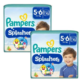 Pampers Splashers Baby Shark™ Úszópelenka 14kg+ Junior 5-6 (2x10db) kép