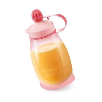 PAPU PAPI rugalmas palack 200 ml, kanállal, rózsaszín kép