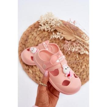 Papucsok lányoknak - Rózsaszín habszivacs papucsok díszítéssel kép