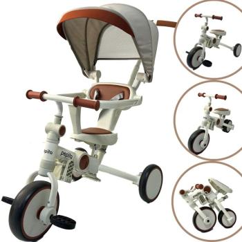 Pepita Whippy 6in1 összecsukható Tricikli tolókarral - fehér-barna kép