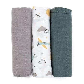 PETITE&amp;MARS Bambusz muszlin 3db-os pelenka szett Moussy Grey... kép