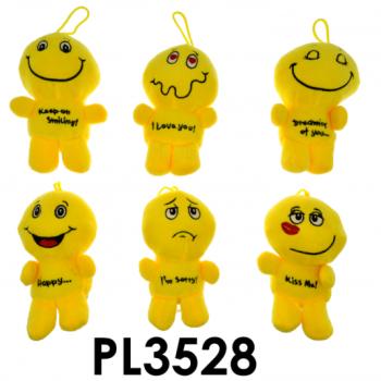 Plüss emoji figura, 3 féle, hímzett, ülő, 17 cm kép