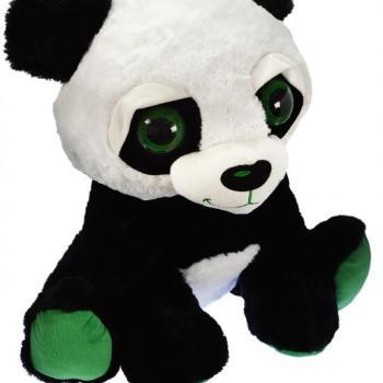 Plüss panda, ülő, nagyszemű, zöld talppal, 52 cm kép