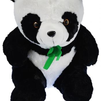 Plüss panda, ülő, szájában bambusszal, 55 cm kép