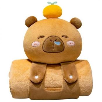 Plüss takarók - Flanel puha takaró párnával CAPYBARA - 100x170cm kép