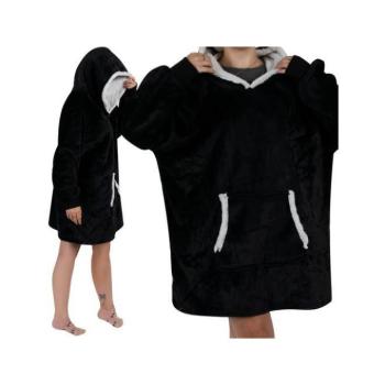 Plüss takarók - Nagy fekete kapucnis pulóver/takaró kép
