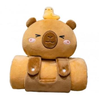 Plüss takarók - Puha flanel takaró párnával CAPYBARA - 100x170cm kép