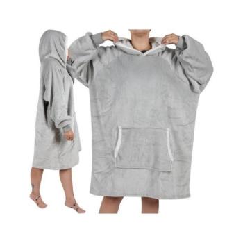 Plüss takarók - Szürke, nagyméretű kapucnis pulóver/takaró kép
