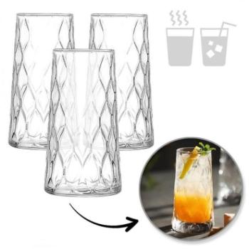 Poharak - 3 darabos hullámos pohárkészlet - 475 ml kép