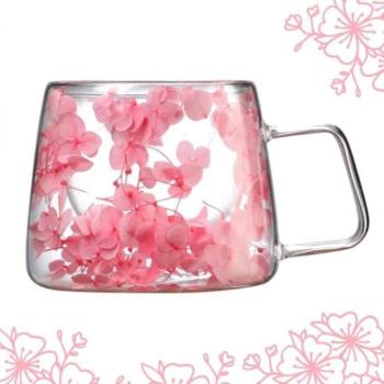 Poharak - Duplafalú termosz bögre rózsaszín hortenzia virágokkal - 200 ml kép