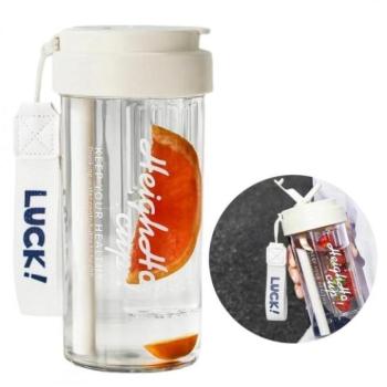 Poharak - Fehér vizespalack kosárral és szívószállal - 600 ml kép