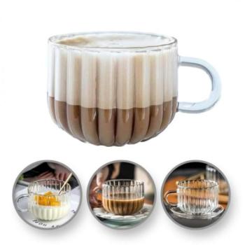 Poharak - Hullámos falú üvegpohár - 450 ml kép