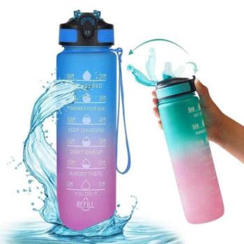 Poharak - Kék-rózsaszín ombre üveg motivációs skálával kép