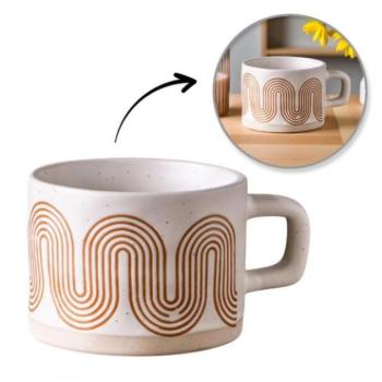 Poharak - Kerámia bögre geometrikus mintával - 250 ml kép