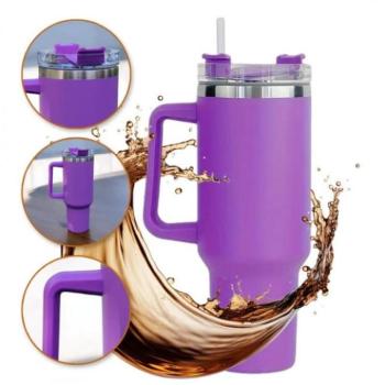 Poharak - Lila termosz bögre szívószállal 1l kép