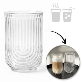 Poharak - Magas, bordázott üvegpohár - 420 ml kép