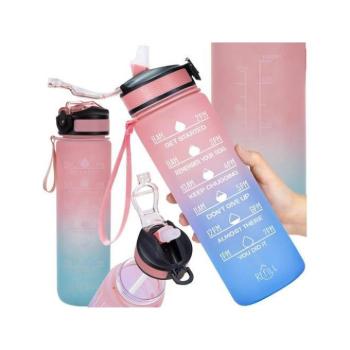 Poharak - Rózsaszín-kék motivációs kulacs - 1 liter kép