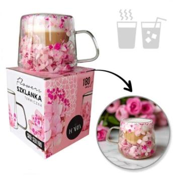 Poharak - Termosz bögre rózsaszín hortenzia virágokkal - 180 ml kép