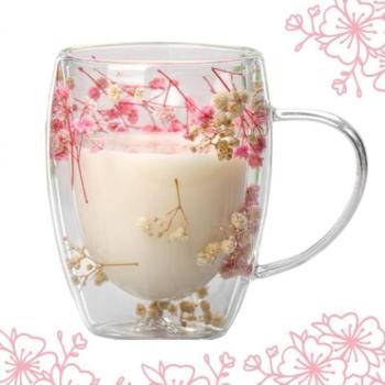 Poharak - Termoszpohár rózsaszín és fehér virágokkal belül - 300 ml kép