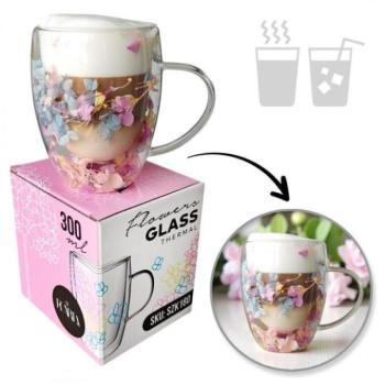 Poharak - Termoszpohár színes virágokkal belül - 300 ml kép