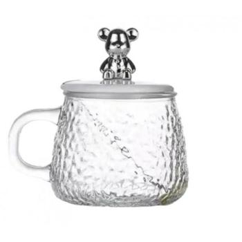 Poharak - Üvegpohár füllel, fedővel és kanállal - 350 ml kép
