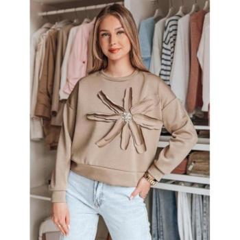 Pulóverek - Barna női oversized pulóver virágmintával BY1386 kép