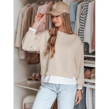 Pulóverek - Bézs színű oversized női pulóver BY1384 kép