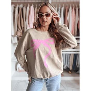 Pulóverek - Cappuccino színű női pulóver masnival BY1357 kép