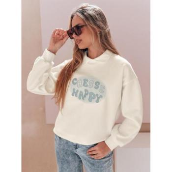 Pulóverek - Fehér női pulóver gallérral BY1484 kép