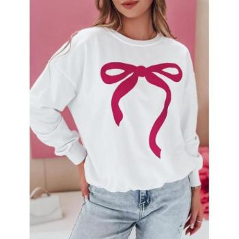 Pulóverek - Fehér női pulóver masnival BY1359 kép