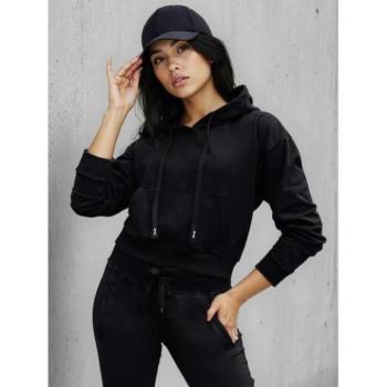 Pulóverek - Fekete női kapucnis pulóver BY1535 kép