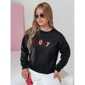 Pulóverek - Fekete női pulóver hímzéssel BY1408 kép