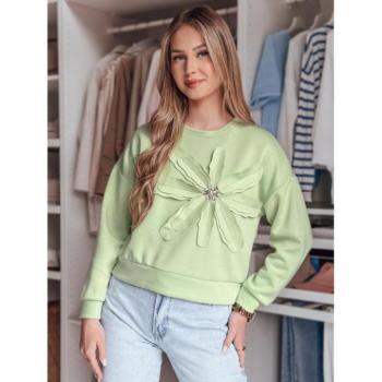 Pulóverek - Menta színű női pulóver virágmintával BY1389 kép