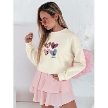 Pulóverek - Női bézs színű pulóver szívekkel BY1461 kép