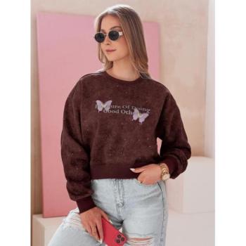 Pulóverek - Női bordó batikolt pulóver BY1405 kép