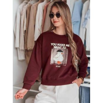 Pulóverek - Női bordó pulóver mintával BY1426 kép