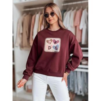 Pulóverek - Női bordó pulóver szívekkel BY1458 kép