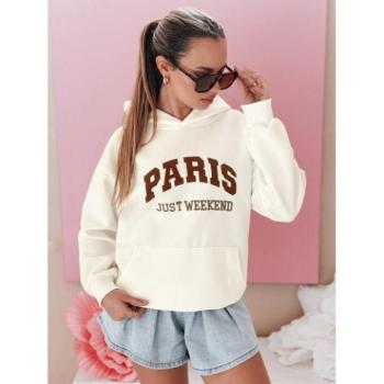 Pulóverek - Női ekrü színű kapucnis pulóver BY1454 kép