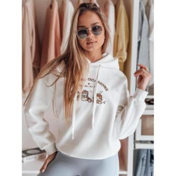 Pulóverek - Női fehér kapucnis pulóver BY1512 kép