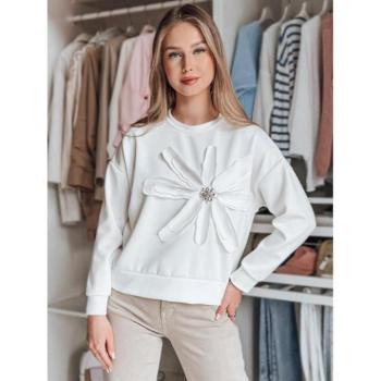 Pulóverek - Női fehér oversized pulóver virágmintával BY1387 kép